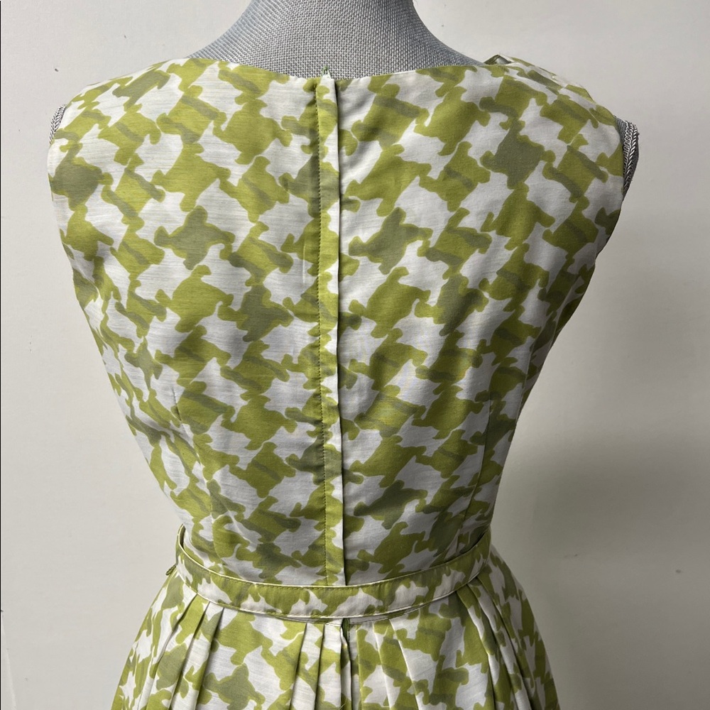 Light Green Vintage Homemade Houndstooth Fit-and-Flare Dress - Picture 5 of 8